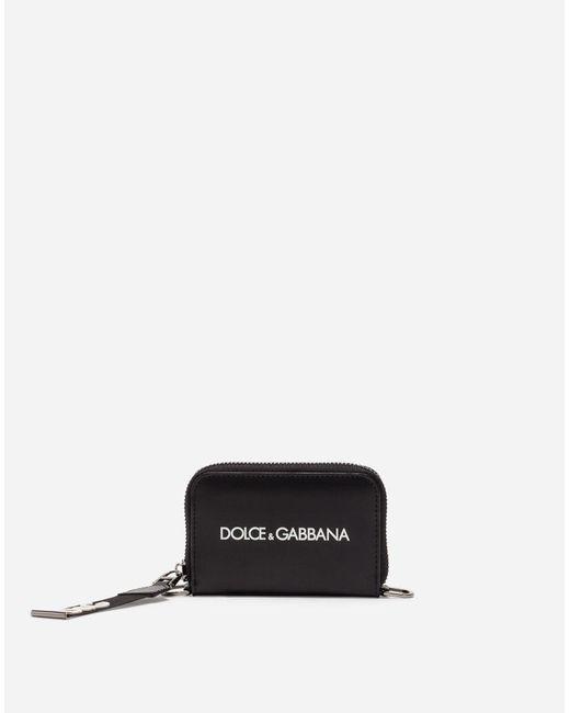 Dolce & Gabbana Mini-portemonnaie rundumreissverschluss aus kalbsleder mit logoprint in Black für Herren