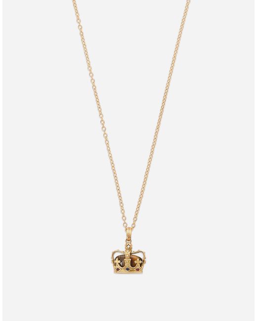 Dolce & Gabbana White Royal Pendant 18-Carat, Tiger Iron, Rubies, And Sapphire for men