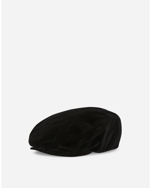 メンズ Dolce & Gabbana ベルベット ハンチングキャップ Black