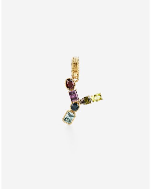 Dolce & Gabbana White Charm Y Lettering 18-Carat And Multicolored Gems