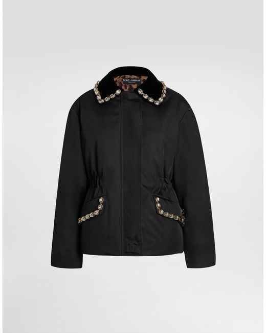 Dolce & Gabbana Black Nylon Jacket With Embossed Logo