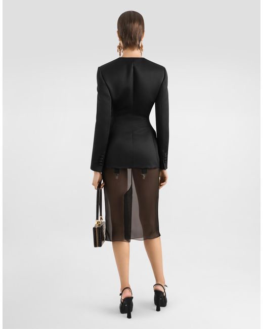 Dolce & Gabbana Black Chiffon Voile Calf-Length Skirt