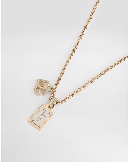 Dolce & Gabbana Metallic Link Necklace With Dg Logo And Tag