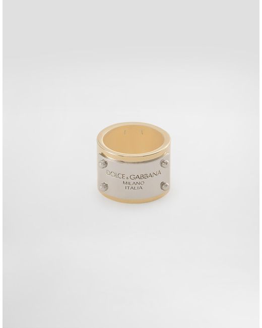 Dolce & Gabbana Metallic Logo-Engraved Ring