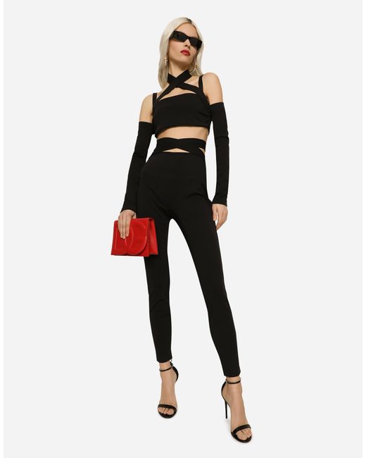 Dolce & Gabbana Black Viscose Pants With Strap Detail