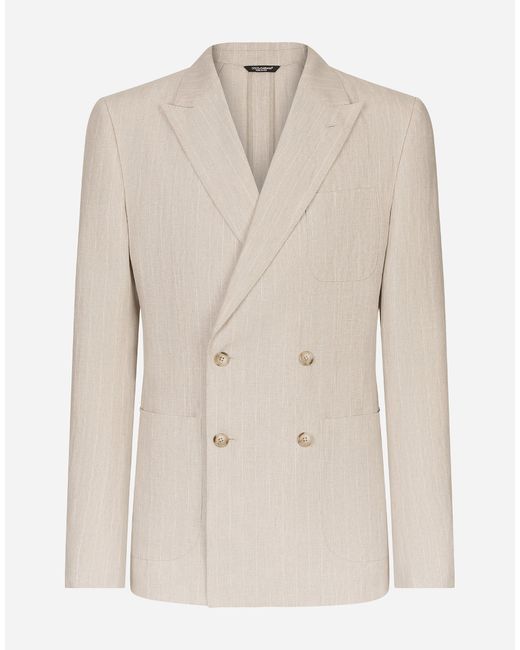 Dolce & Gabbana Natural Double-Breasted Portofino-Fit Jacket for men