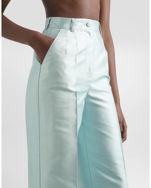 Dolce & Gabbana Blue Shantung Silk Trousers