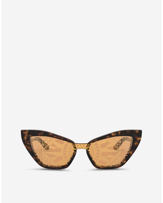 Half Print Sunglasses di Dolce & Gabbana in Brown