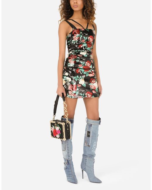 Sac Dolce Box En Raphia Travaillé Au Crochet Dolce & Gabbana en coloris Red