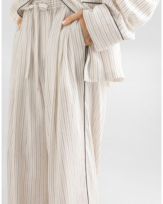 Dolce & Gabbana White Striped Fabric Vanity Trousers for men