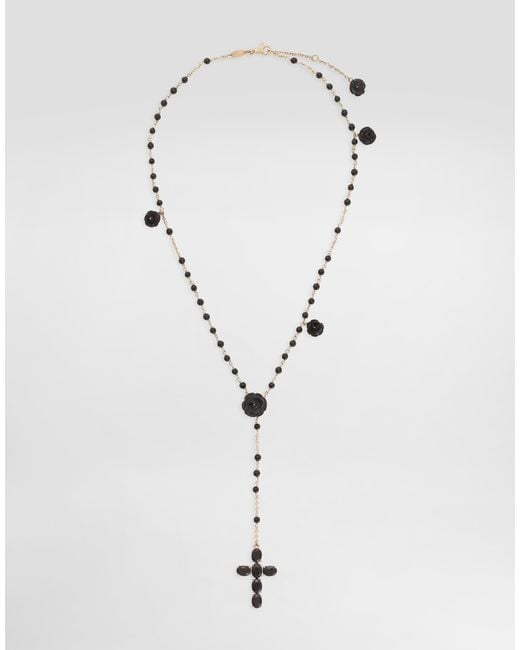 Dolce & Gabbana White Devotion Rosary Necklace With Oval Sapphires