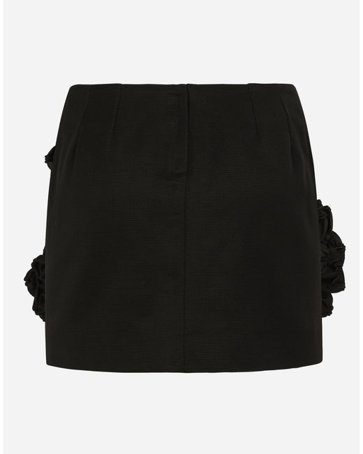 Dolce & Gabbana Black Ottoman Miniskirt With Flowers