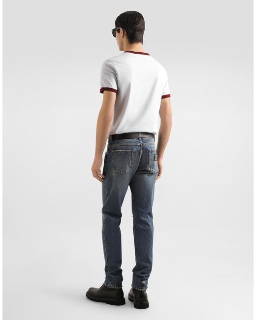 メンズ Dolce & Gabbana Regular Cotton Jeans Blue