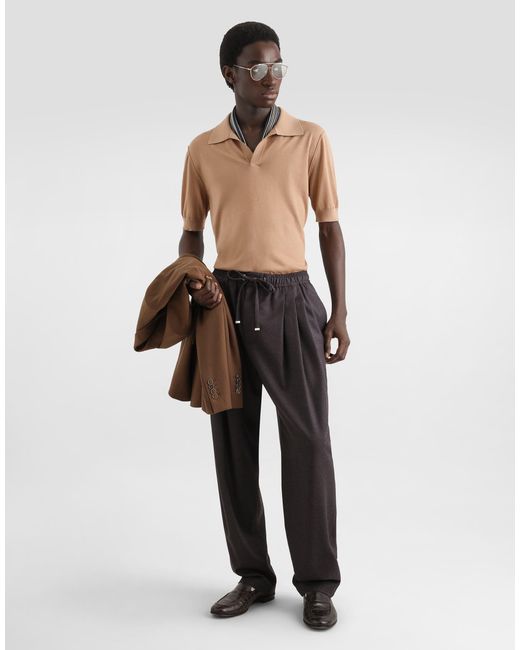 Dolce & Gabbana Natural Cashmere Polo Shirt for men