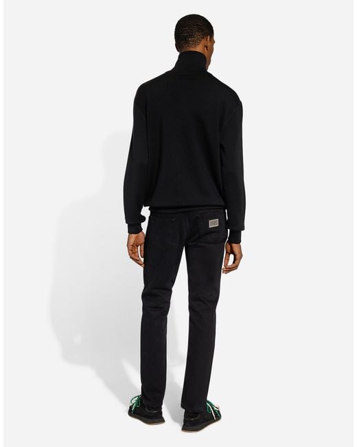 メンズ Dolce & Gabbana Cashmere And Silk Zip-Up Sweatshirt With Dg Patch Black