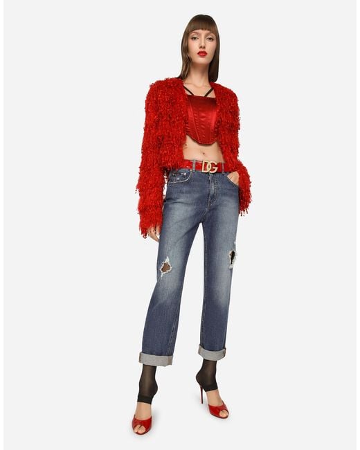 Dolce & Gabbana Blue Boyfriend Jeans With Rips