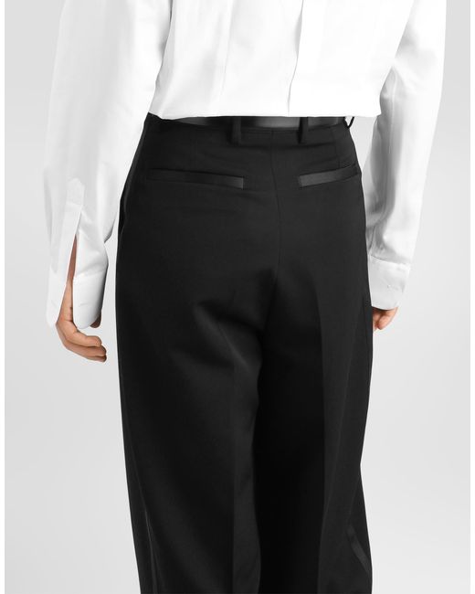 Dolce & Gabbana Black Wool Gabardine Trousers for men