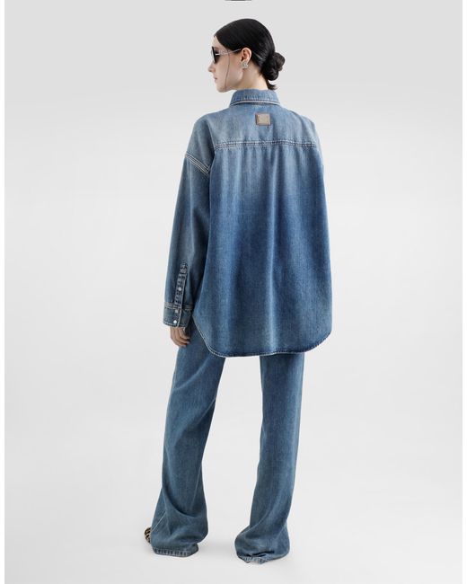 Dolce & Gabbana Blue Oversize Denim Shirt