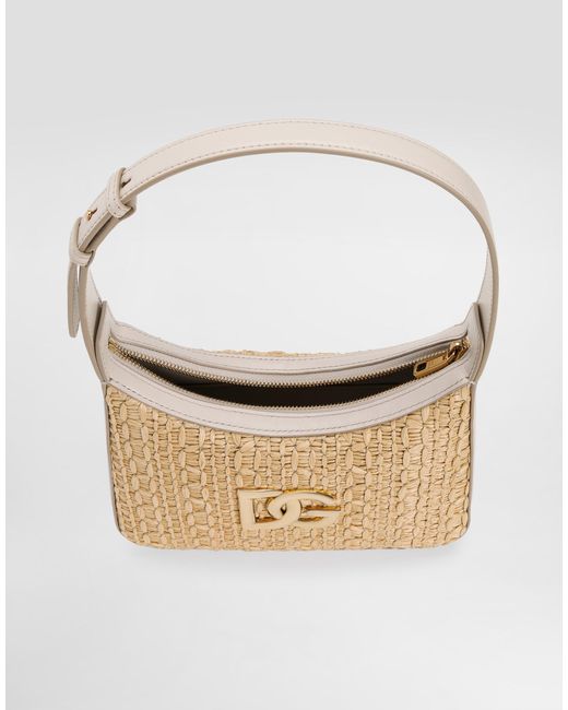 Dolce & Gabbana ラフィア クロシェ ショルダーバッグ ホワイト