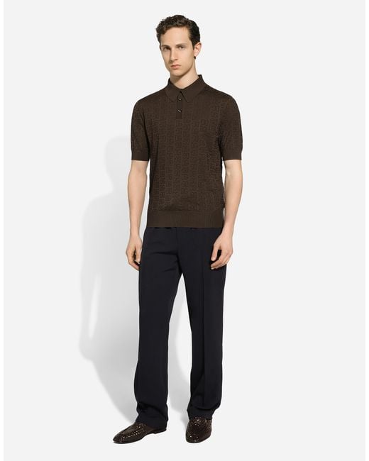 Dolce & Gabbana Blue Wool-Blend Drawstring Jogger Pants for men