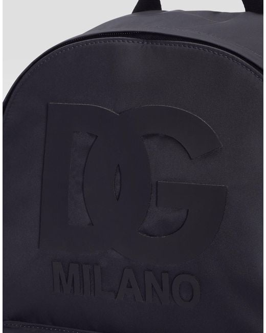Dolce & Gabbana Blue Nylon Backpack With Logo for men