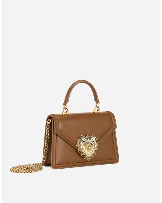 Dolce & Gabbana Natural Small Devotion Top-Handle Bag