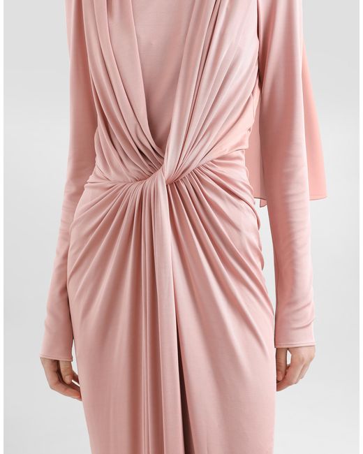 Dolce & Gabbana Pink Viscose Jersey Long Dress
