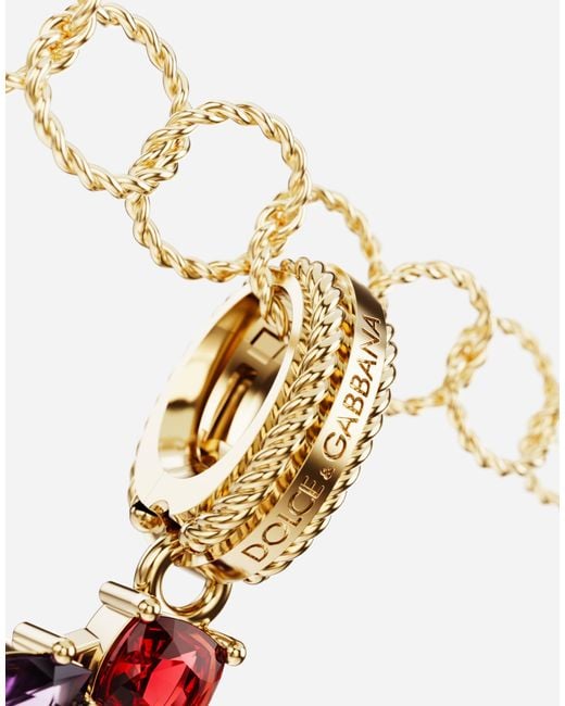 Dolce & Gabbana White Charm 1 Lettering 18-Carat And Multicolored Gems