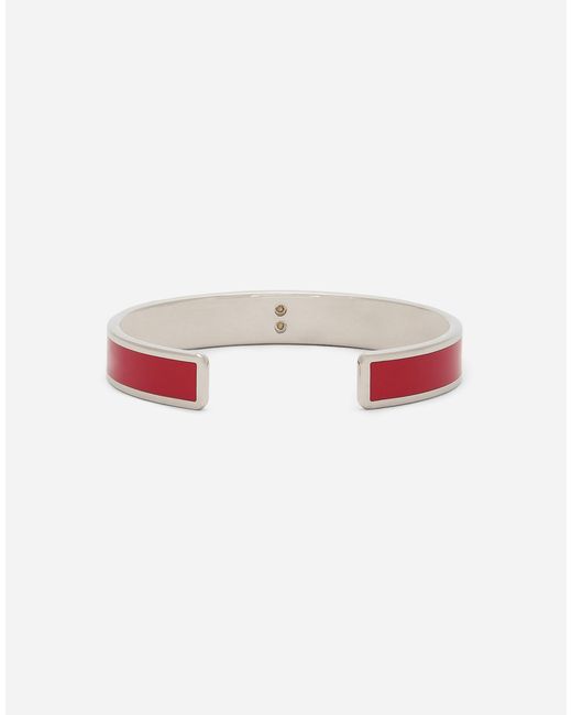 Dolce & Gabbana White Logo-Plaque Cuff Bracelet