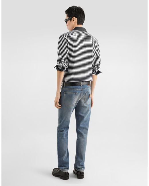 Dolce & Gabbana Multicolor Striped Jersey Shirt for men
