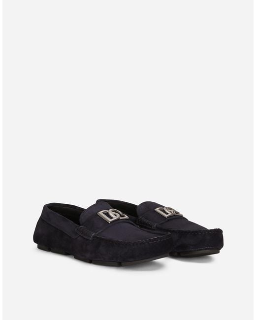 Dolce & Gabbana White Suede Driver Shoes for men