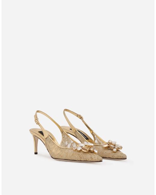 Dolce & Gabbana Natural Lace Slingbacks