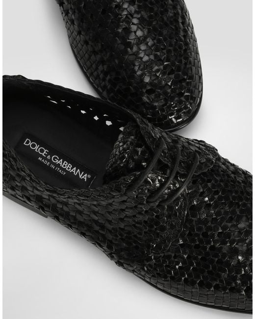 Dolce & Gabbana White Polished Goatskin Derby Shoes for men