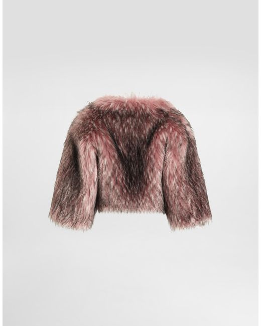 Dolce & Gabbana Pink Short Faux Fur Jacket