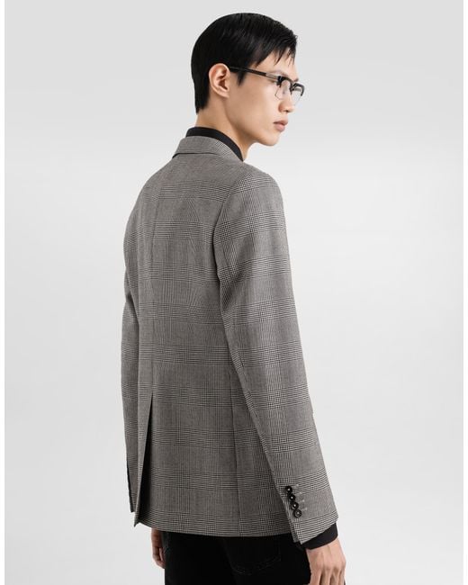 Dolce & Gabbana Gray Glen Plaid Single-Breasted Sicilia Light Jacket for men
