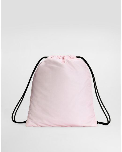 Dolce & Gabbana Pink Nylon Backpack With Printed Logo for men