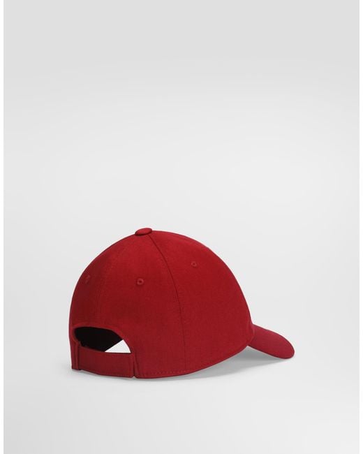 Dolce & Gabbana Red Drill Baseball Hat With Logo for men