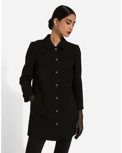 Dolce & Gabbana Black Short Woolen Coat
