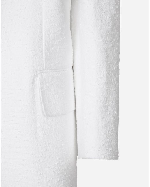 Dolce & Gabbana White Single-Breasted Cotton Raschel Tweed Jacket