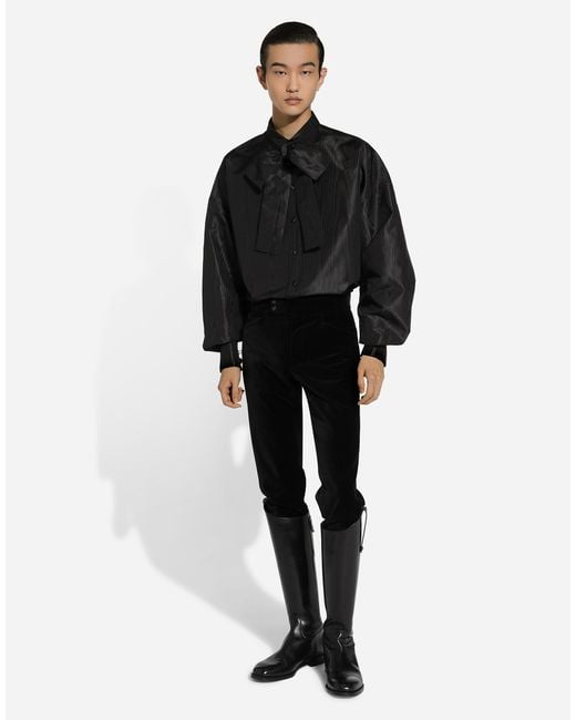 Dolce & Gabbana Black Oversize Silk Satin Kent Collar Shirt for men