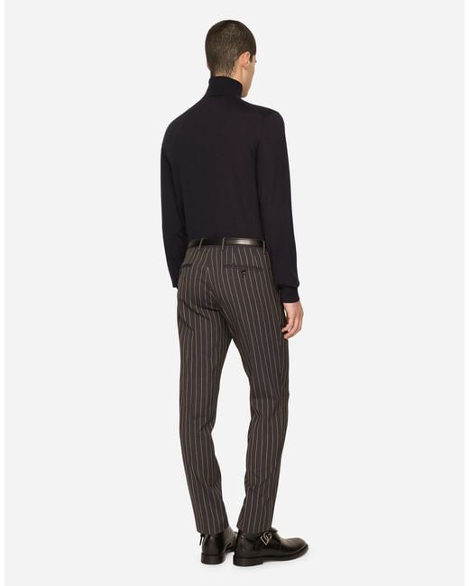Dolce & Gabbana Blue Cashmere And Silk Turtle-Neck Sweater for men