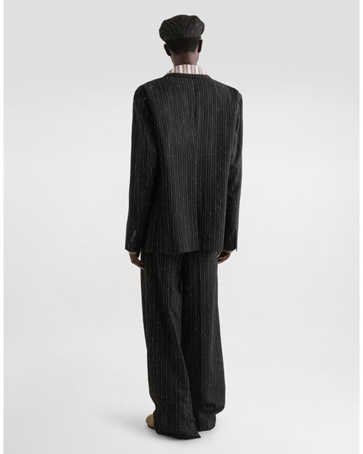 Dolce & Gabbana White Striped Poplin Vanity Trousers for men