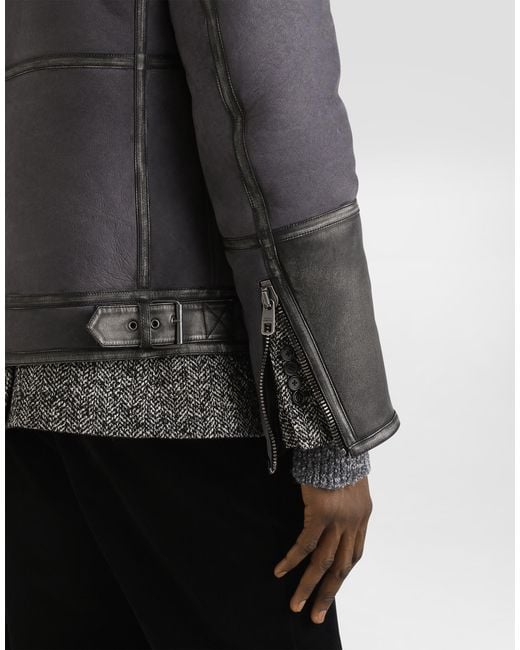 Dolce & Gabbana Black Leather Jacket for men