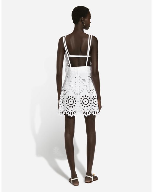 Dolce & Gabbana ストラップ＆カットアウト ディテール コットン ミニドレス White