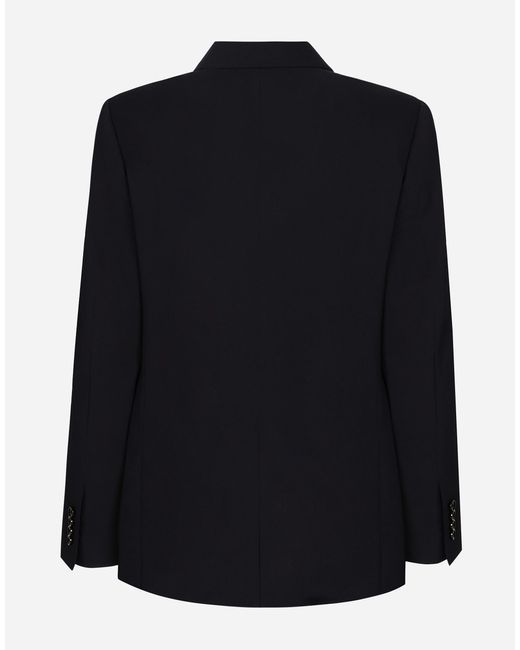 Dolce & Gabbana Blue Wool Twill Double-Breasted Jacket for men