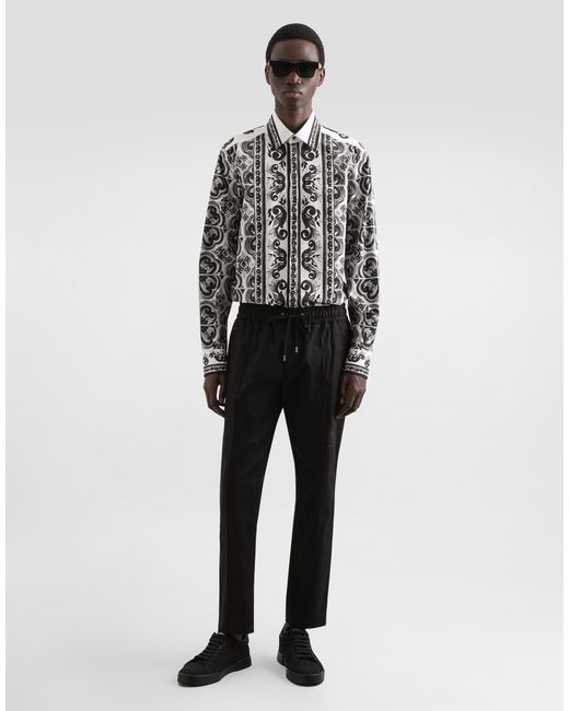 Dolce & Gabbana Black Cotton Gabardine Jogging Trousers for men