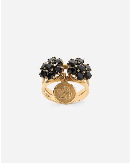 Bague Sicily En Jaune 18 Carats Et Saphirs Noirs Dolce & Gabbana en coloris White
