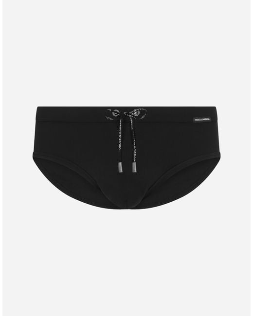 Dolce & Gabbana Black Swim Briefs With Label for men