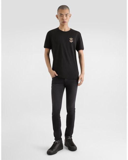 メンズ Dolce & Gabbana Tシャツ コットン エンブロイダリー Black