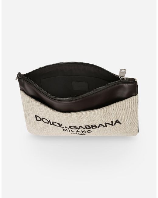 メンズ Dolce & Gabbana キャンバス ポーチ Natural